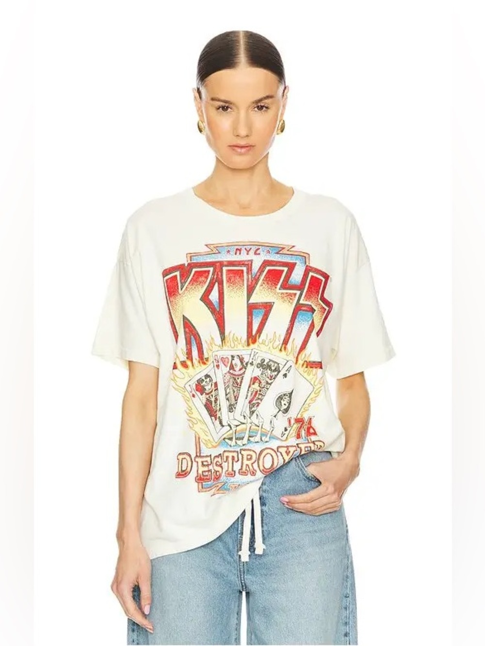 KISS Graphic Short-Sleeve Tee‎ in White with Red & Yellow Logo